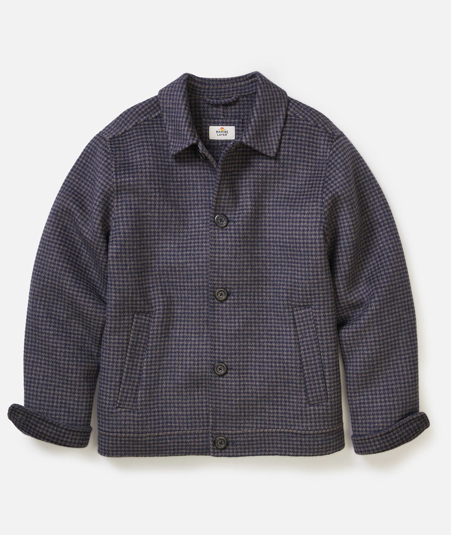 Marine Layer - MARINE LAYER LUCA HOUNDSTOOTH WOOL JACKET IN NAVY AND TAUPE - Rent With Thred