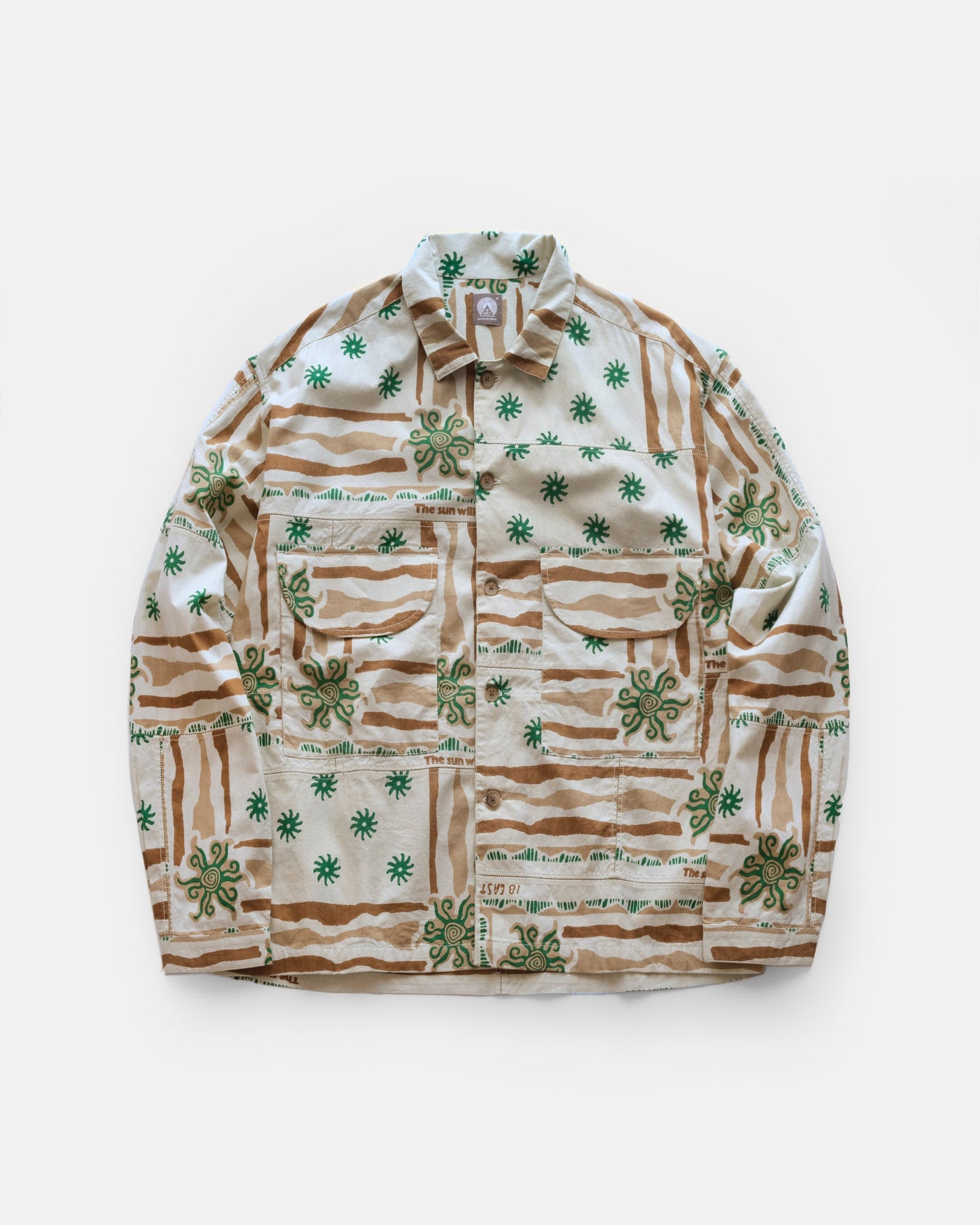 18 East - 18 EAST AGEROLA LATTICE STITCHED PATCHWORK SHIRT IN NATURAL - Rent With Thred