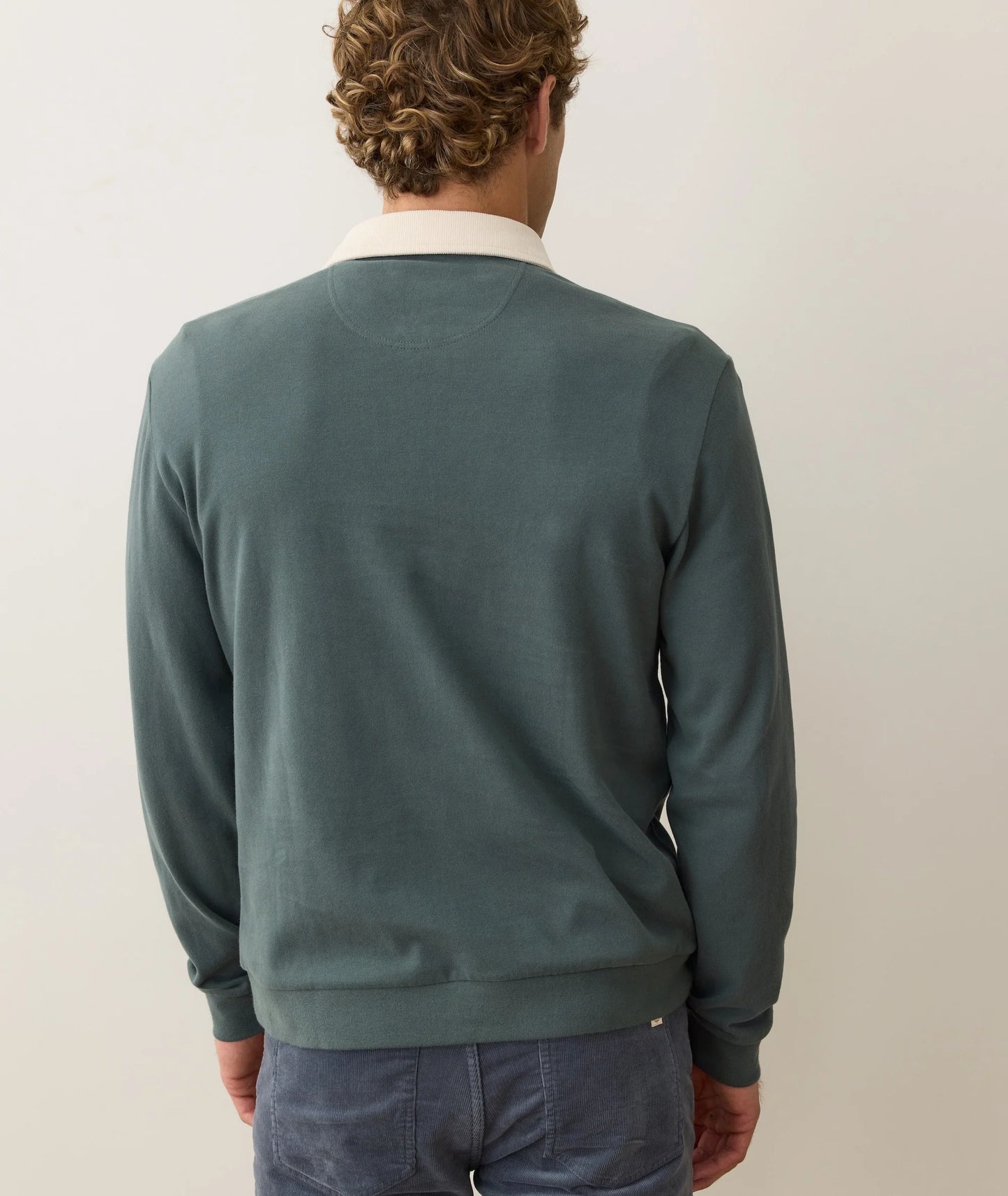 Marine Layer - MARINE LAYER SUEDED RUGBY POLO IN BALSAM GREEN - Rent With Thred