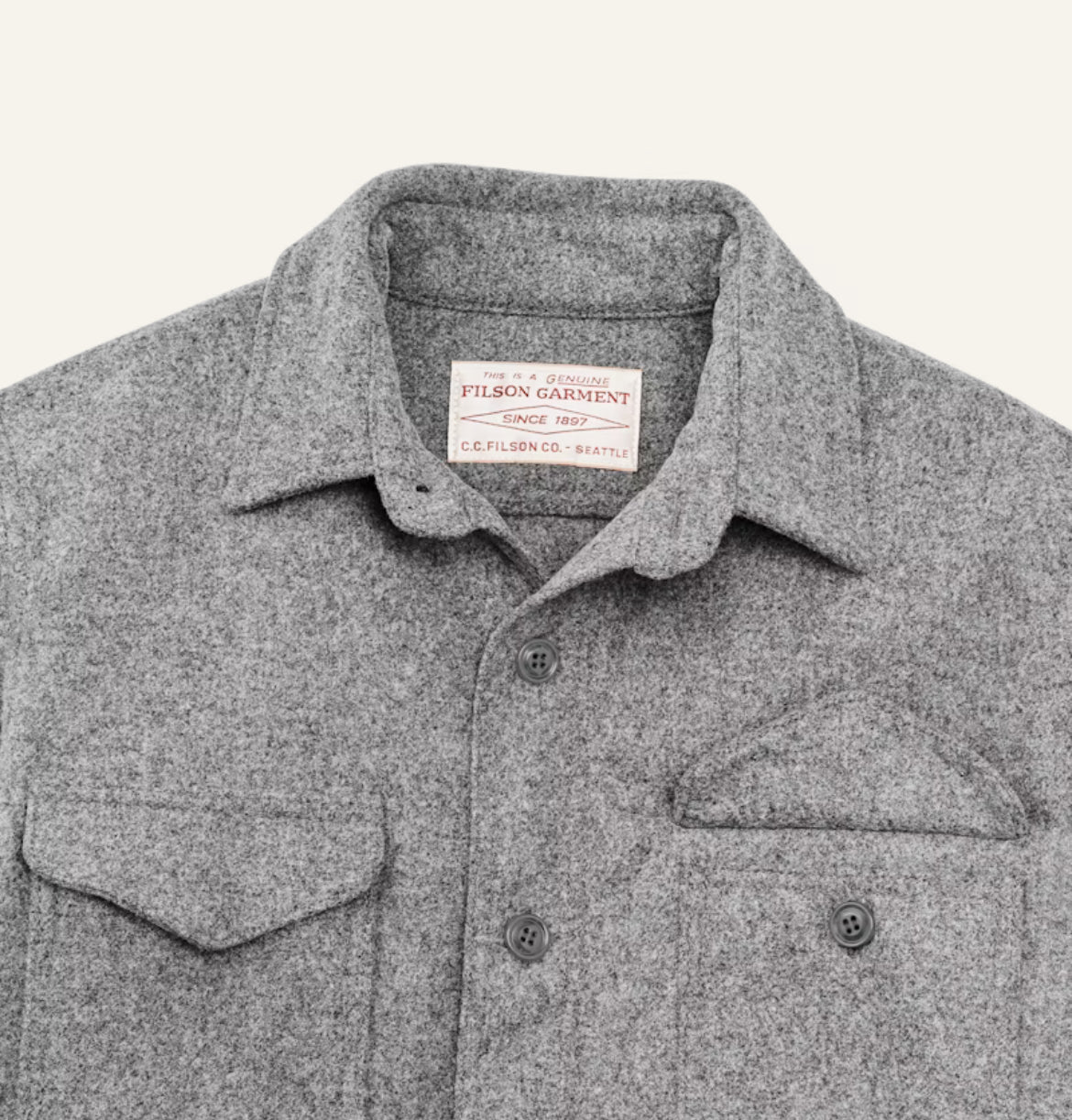 FILSON WOOL JAC-SHIRT IN LIGHT HEATHER GRAY