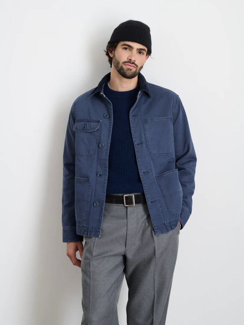 Alex Mill - ALEX MILL LINED WORK JACKET IN COTTON HERRINGBONE STORM BLUE - Rent With Thred