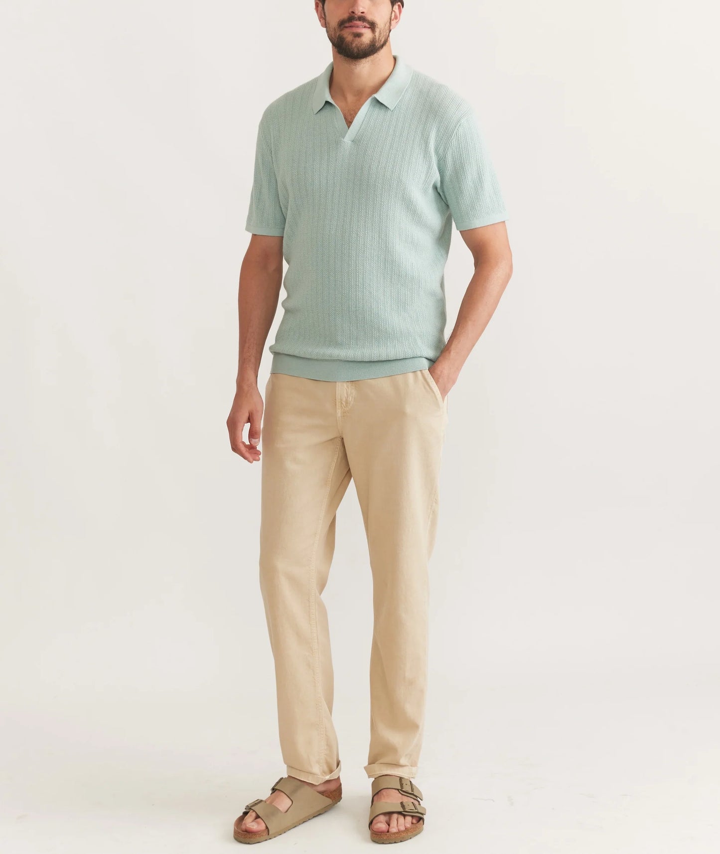 Marine Layer - MARINE LAYER LIAM SWEATER POLO IN EUCALYPTUS - Rent With Thred