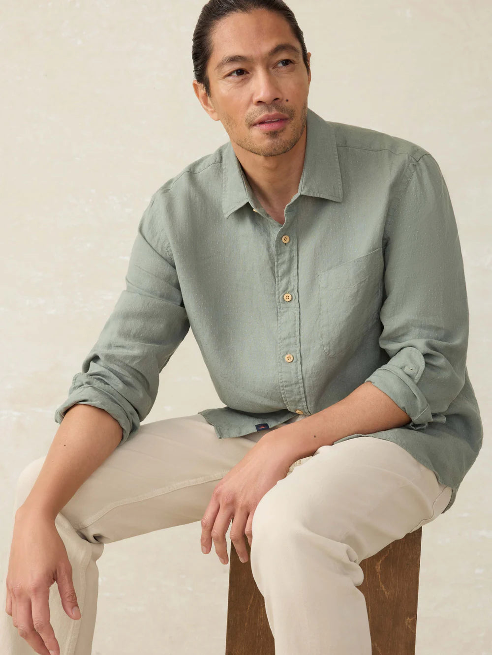 Faherty - FAHERTY LINEN LAGUNA SHIRT IN FAIRFIELD DOBBY - Rent With Thred