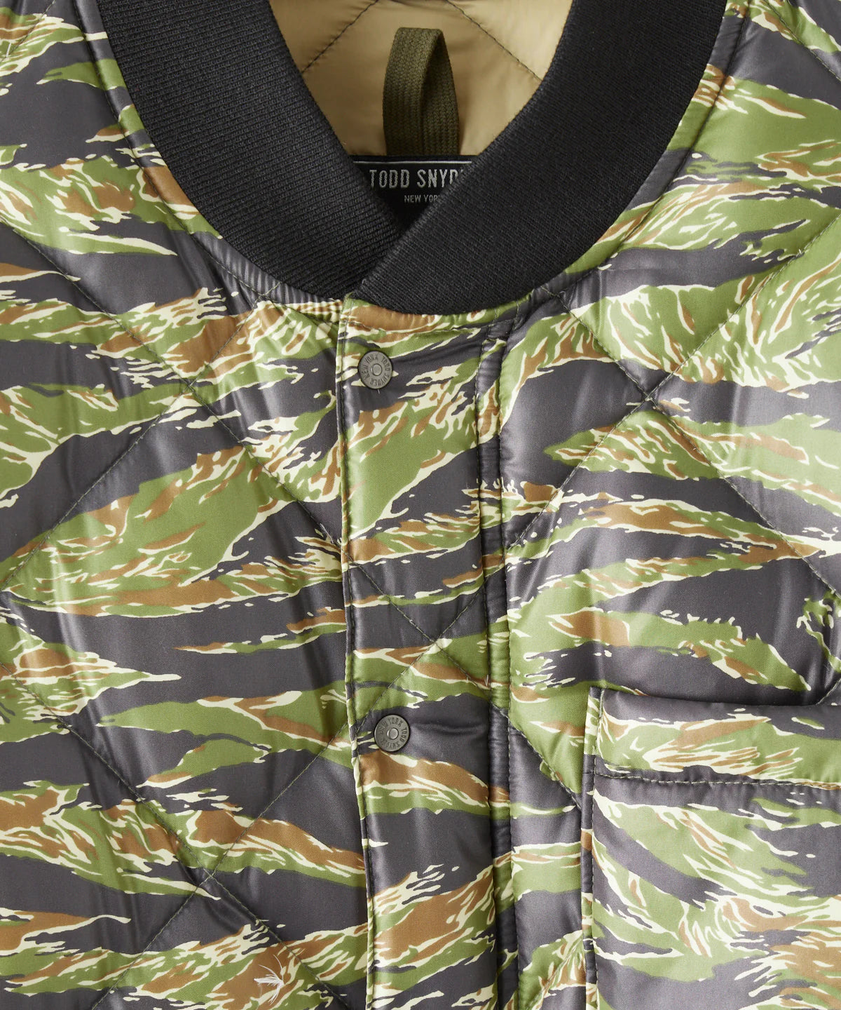 Todd Snyder - TODD SNYDER JAPANESE QUILTED DOWN SNAP BOMBER JACKET IN TIGER CAMO - Rent With Thred
