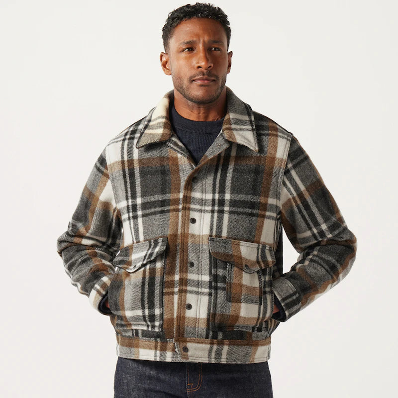 Filson - FILSON MACKINAW WOOL WORK JACKET IN BLUE COAL / COPPER HEATHER PLAID - Rent With Thred
