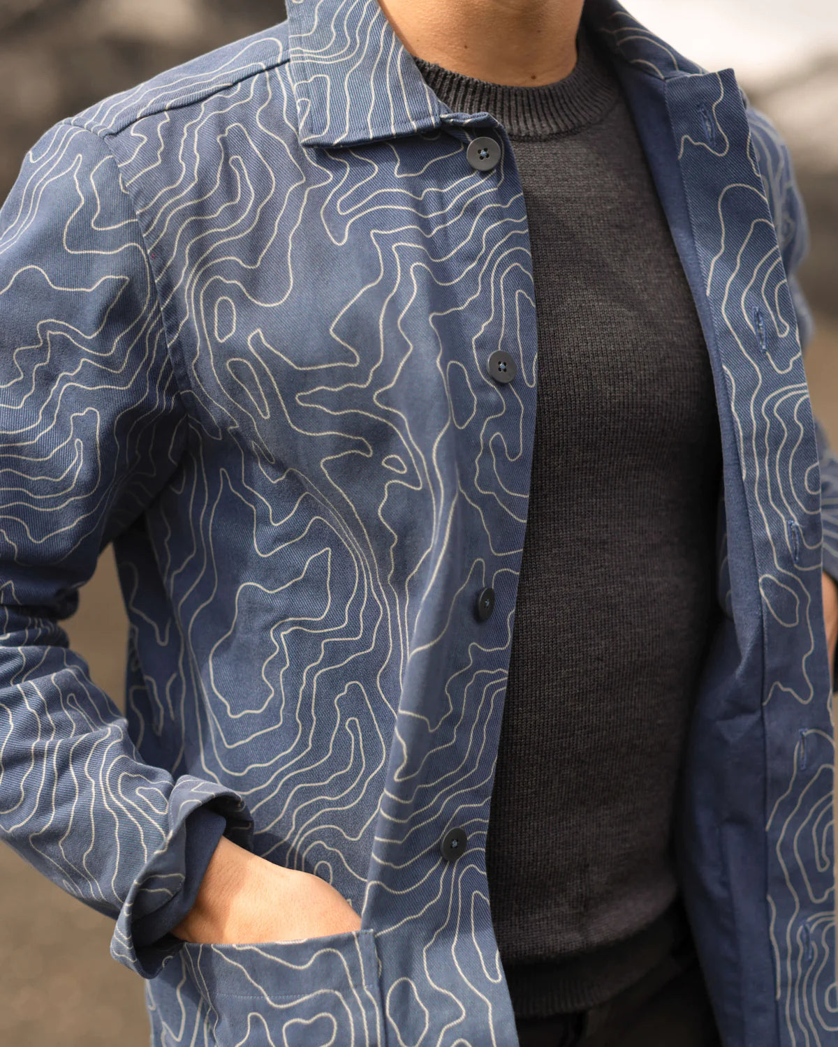 ALEX CRANE CANVAS KITE JACKET IN RIVER MAP