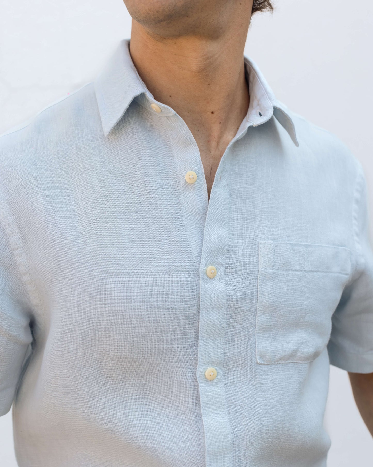 Alex Crane - ALEX CRANE LINEN SS SHIRT IN BLUE - Rent With Thred
