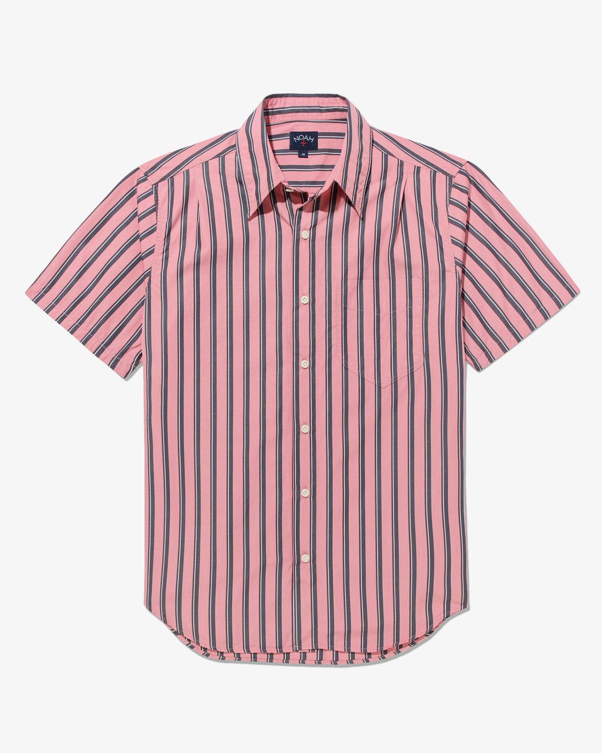 Noah - NOAH SHORT SLEEVE STUDIO SHIRT IN PINK/BLACK STRIPE - Rent With Thred