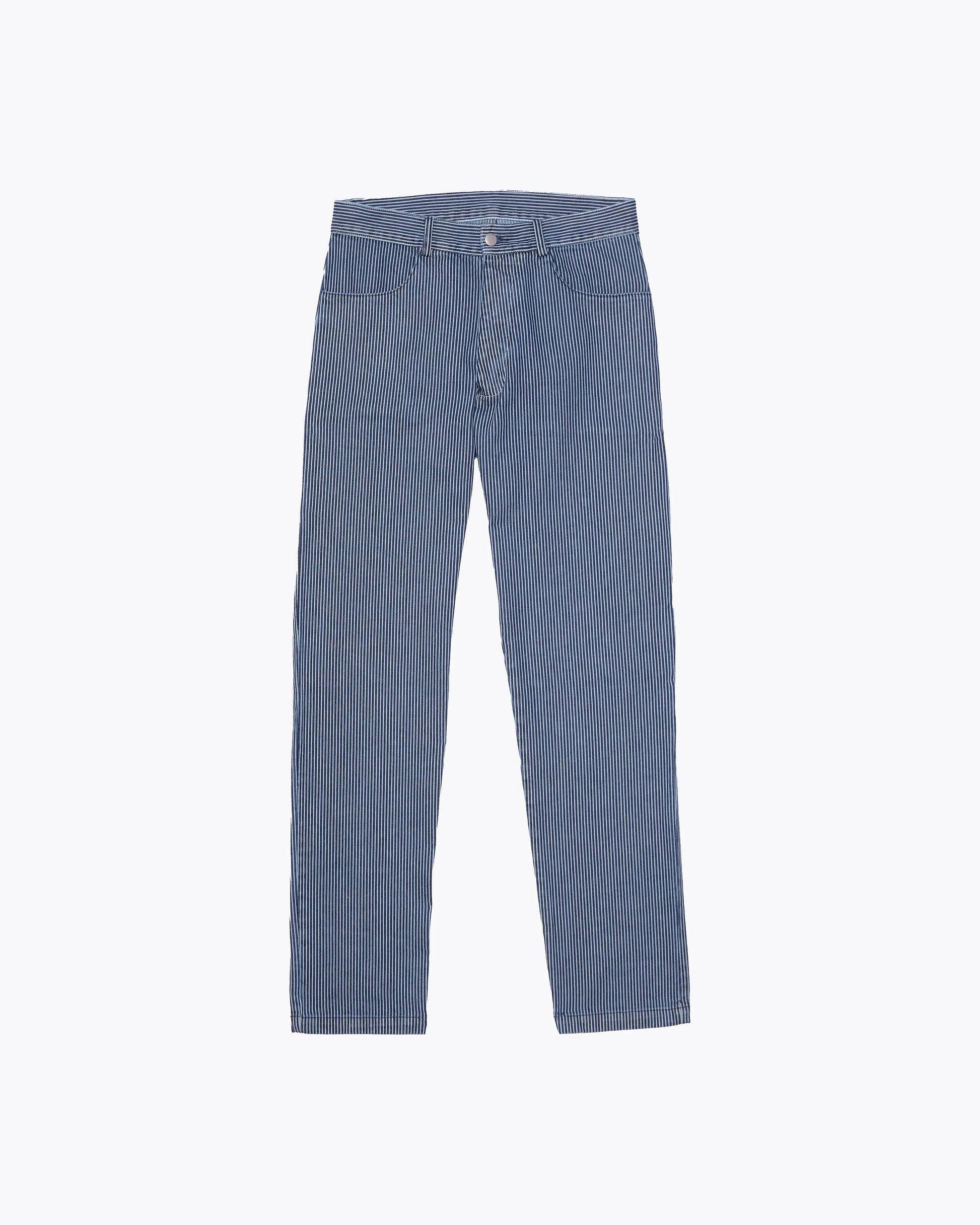 Alex Crane - ALEX CRANE DENIM CHAM PANTS IN INDIGO LINES - Rent With Thred