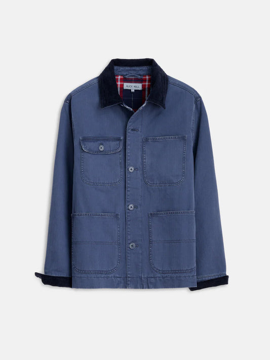 Alex Mill - ALEX MILL LINED WORK JACKET IN COTTON HERRINGBONE STORM BLUE - Rent With Thred