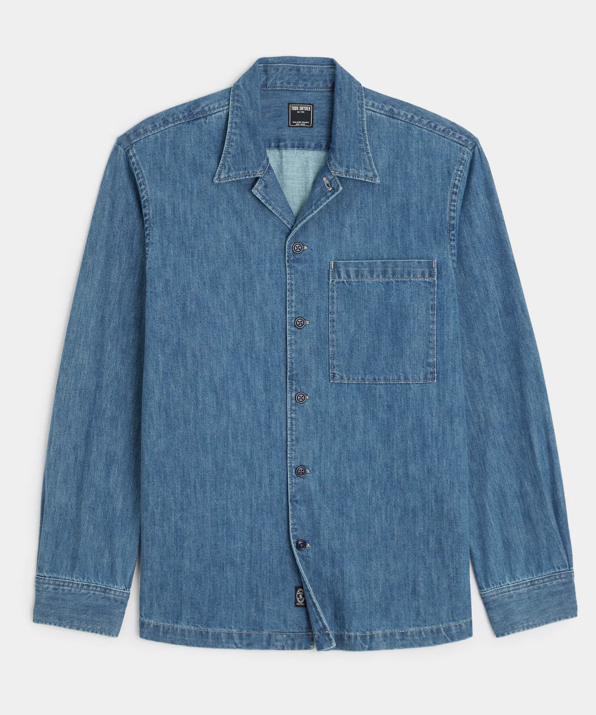 TODD SNYDER DENIM CAMP COLLAR OVERSHIRT WASHED INDIGO