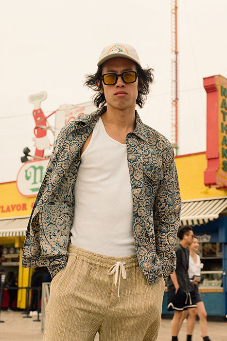 CORRIDOR MILITARY JACKET IN INDIGO HANDBLOCK