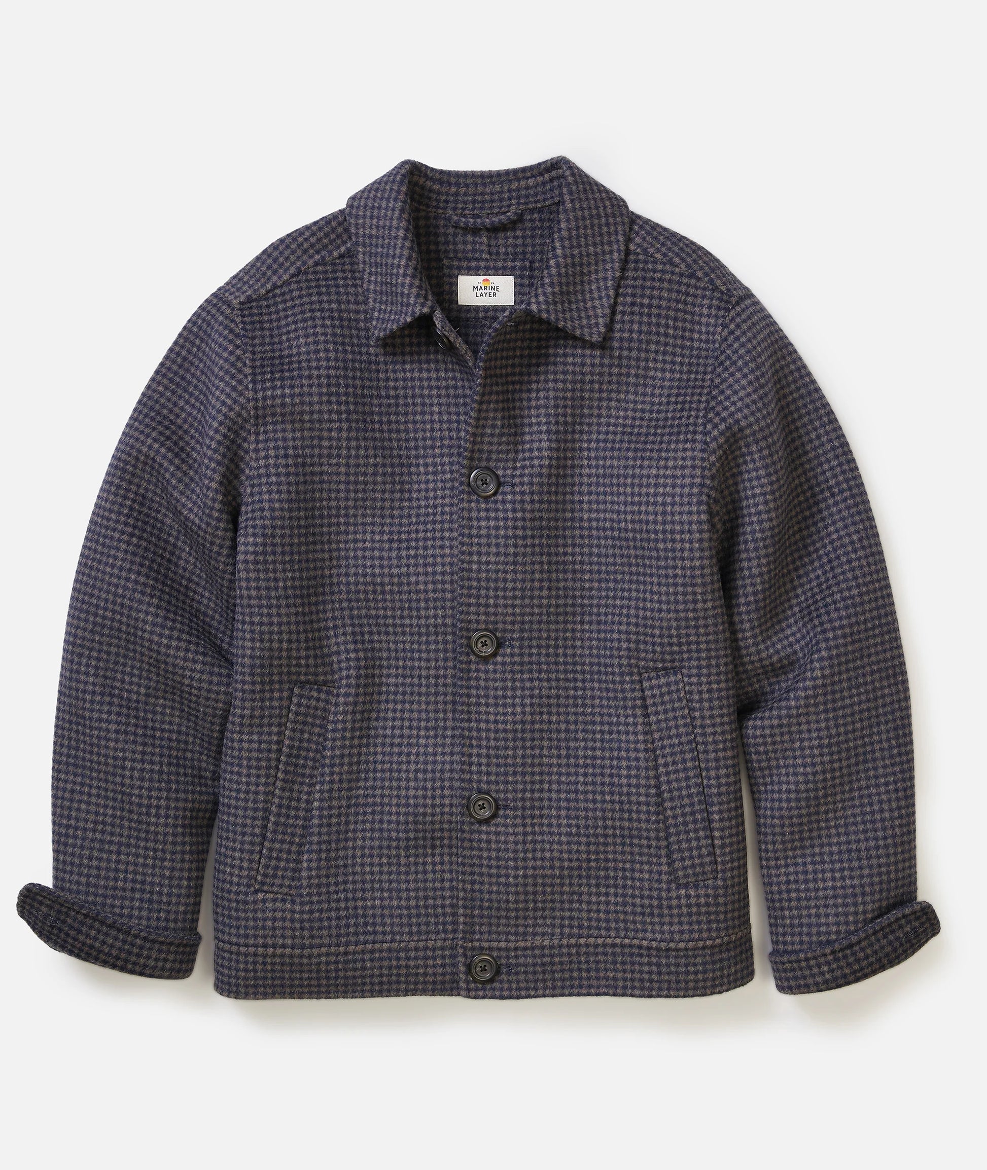 Marine Layer - MARINE LAYER LUCA HOUNDSTOOTH WOOL JACKET IN NAVY AND TAUPE - Rent With Thred