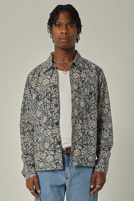 CORRIDOR MILITARY JACKET IN INDIGO HANDBLOCK