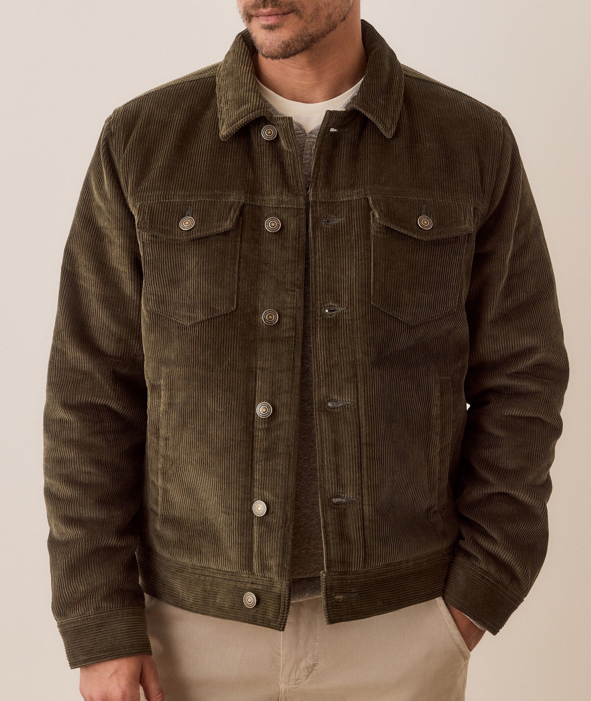 Marine Layer - MARINE LAYER BOISE CORDUROY TRUCKER IN FOREST NIGHT - Rent With Thred