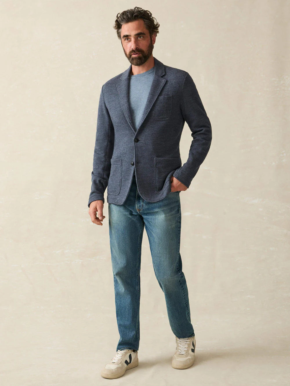 Faherty - FAHERTY INLET KNIT BLAZER IN DEEP NAVY MELANGE - Rent With Thred