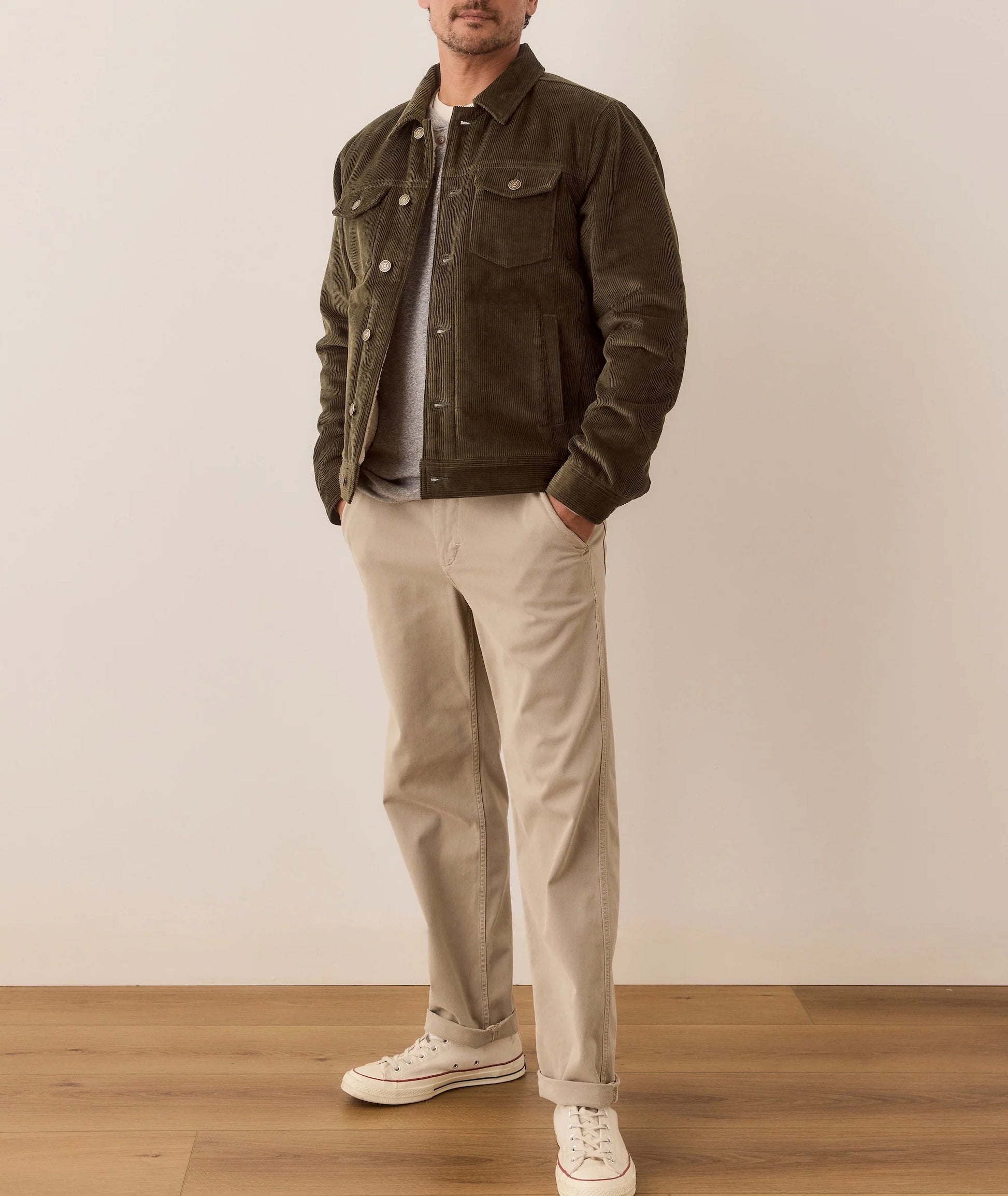 Marine Layer - MARINE LAYER BOISE CORDUROY TRUCKER IN FOREST NIGHT - Rent With Thred