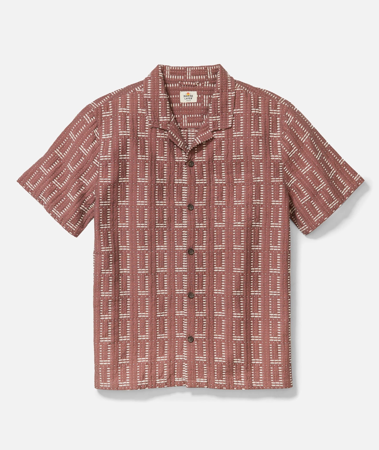 Marine Layer - MARINE LAYER DOBBY RESORT SHIRT IN WITHERED ROSE - Rent With Thred