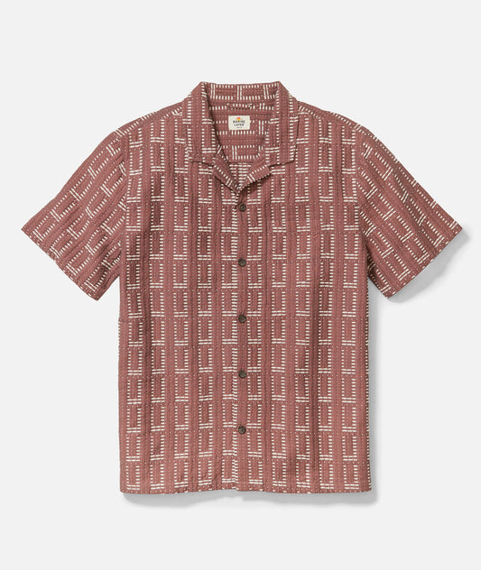 Marine Layer - MARINE LAYER DOBBY RESORT SHIRT IN WITHERED ROSE - Rent With Thred