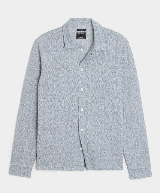 Todd Snyder - TODD SNYDER LINEN-COTTON KNIT SHIRT IN BLUE NOTE - Rent With Thred