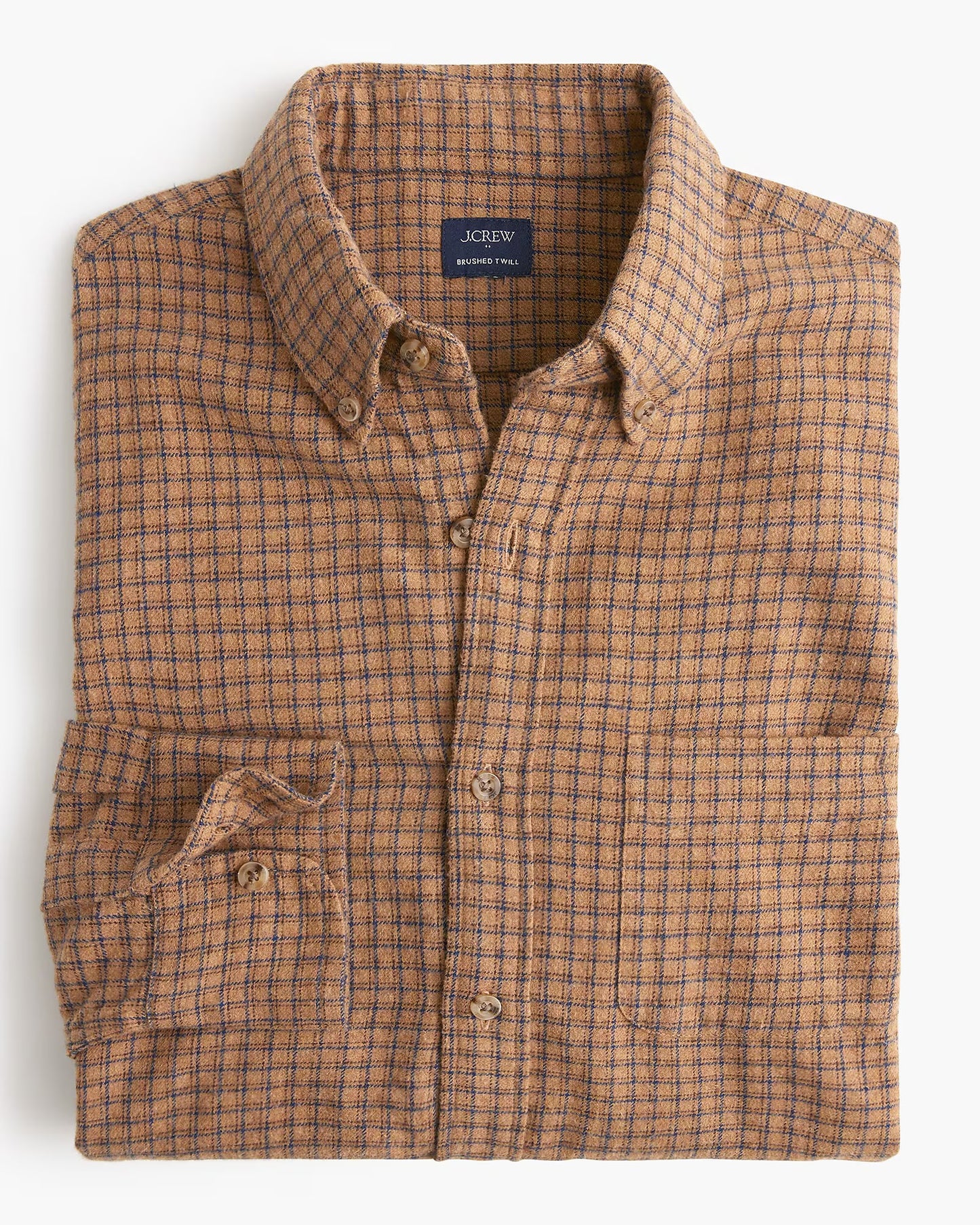 J. Crew - J.CREW BRUSHED TWILL SHIRT IN HEATHER CAMEL MULTI - Rent With Thred