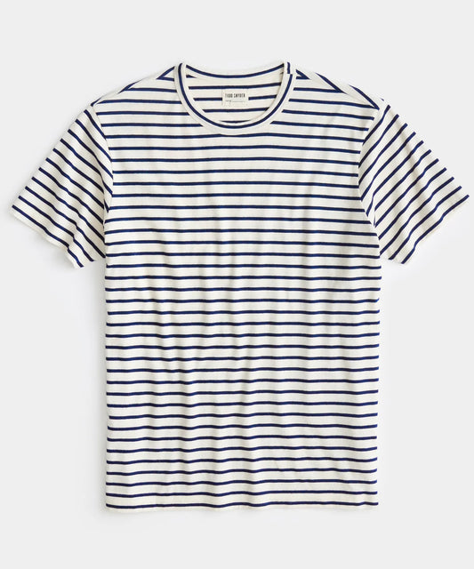 Todd Snyder - TODD SNYDER ISSUED BY: JAPANESE NAUTICAL STRIPE SHORT SLEEVE TEE IN WHITE - Rent With Thred