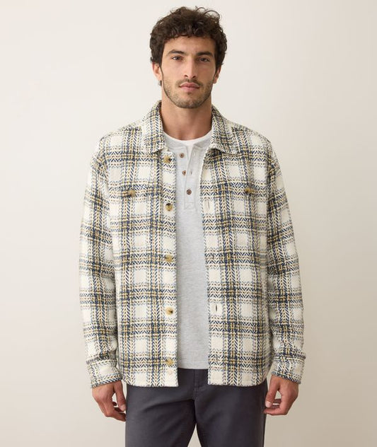 Marine Layer - MARINE LAYER MAX TWILL OVERSHIRT IN NATURAL/BLUE PLAID - Rent With Thred