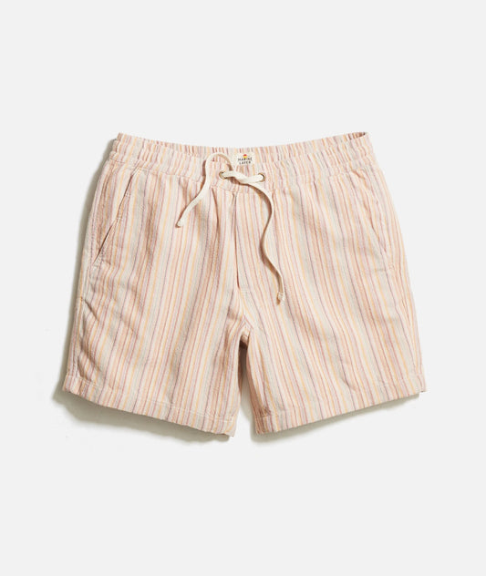 Marine Layer - MARINE LAYER 6" SATURDAY TEXTURED BEACH SHORT IN WARM MULTI STRIPE - Rent With Thred