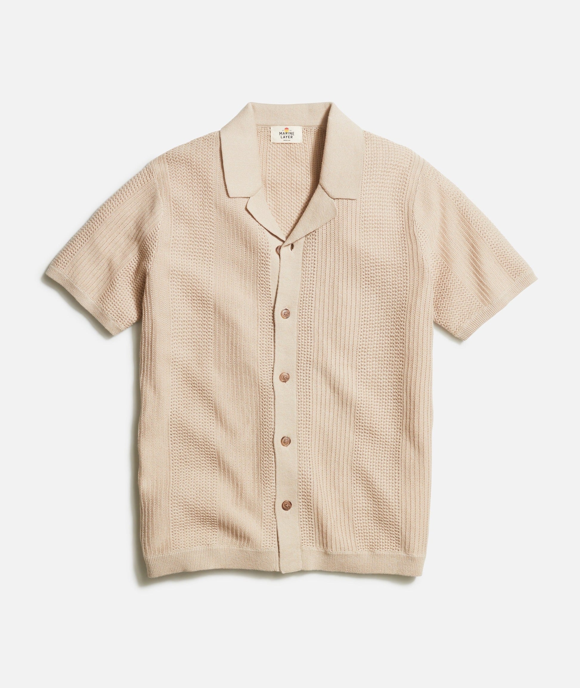 Marine Layer - MARINE LAYER ASHER SWEATER RESORT SHIRT IN SAND - Rent With Thred