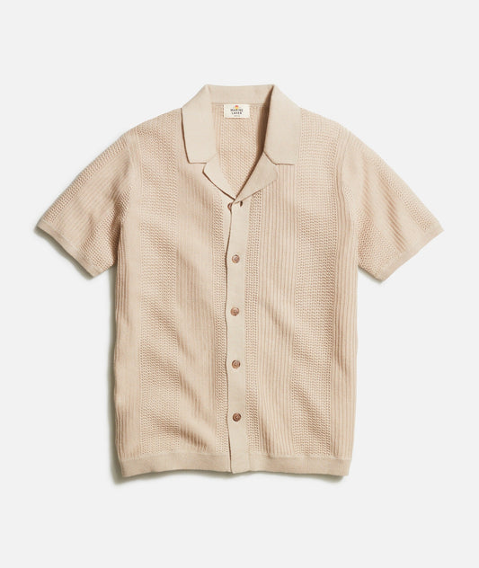 Marine Layer - MARINE LAYER ASHER SWEATER RESORT SHIRT IN SAND - Rent With Thred