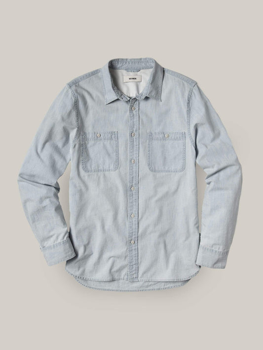 Buck Mason - BUCK MASON CHAMBRAY WORK SHIRT IN LIGHT WASH - Rent With Thred
