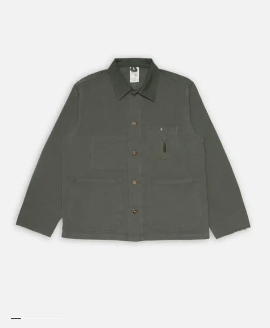 NUDIE JEAN HOWIE CHORE JACKET IN DUCK CANVAS GREEN
