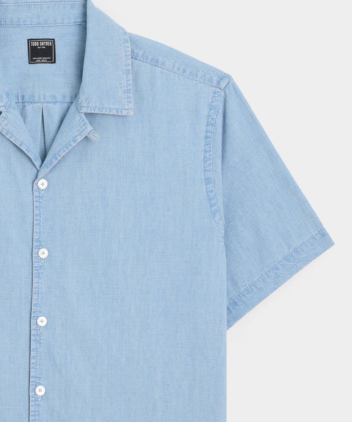 Todd Snyder - TODD SNYDER CROPPED CHAMBRAY CAMP COLLAR SHIRT IN LIGHT INDIGO - Rent With Thred