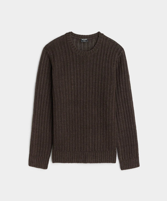 Todd Snyder - TODD SNYDER TEXTURED LINEN CREWNECK IN ESPRESSO BEAN - Rent With Thred