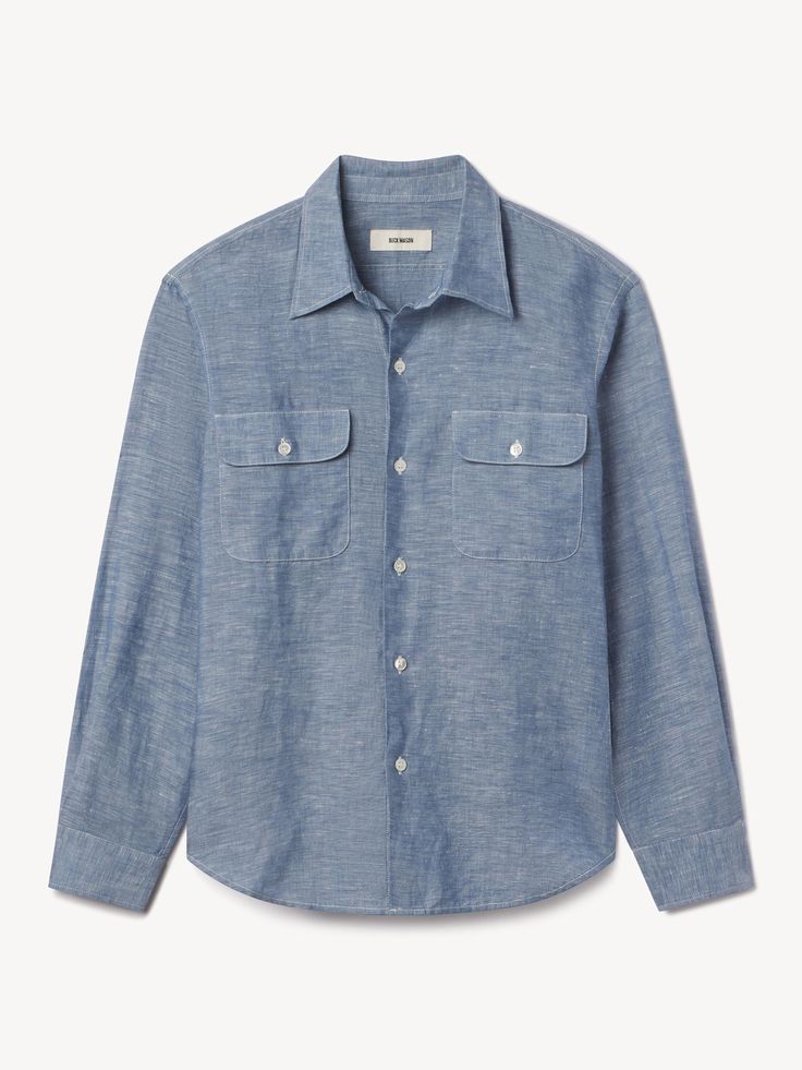 Buck Mason - BUCK MASON END-ON-END BREEZE COTTON SHIRT IN CHAMBRAY - Rent With Thred