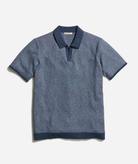 Marine Layer - MARINE LAYER LIAM SWEATER POLO IN DARK INDIGO/MISTY HEATHER - Rent With Thred