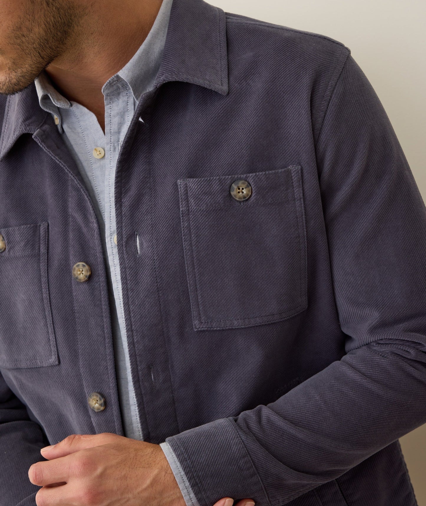 MARINE LAYER MAX MOLESKIN OVERSHIRT IN MOOD INDIGO