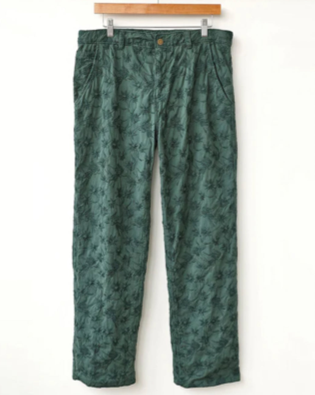 Corridor - CORRIDOR FLORAL EMBROIDERED TROUSER IN GREEN - Rent With Thred