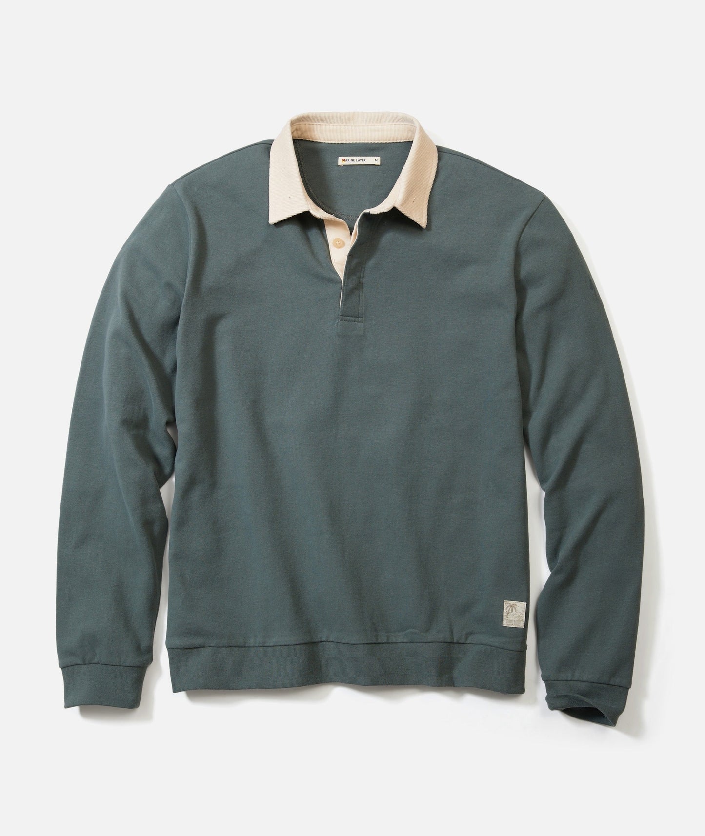 Marine Layer - MARINE LAYER SUEDED RUGBY POLO IN BALSAM GREEN - Rent With Thred