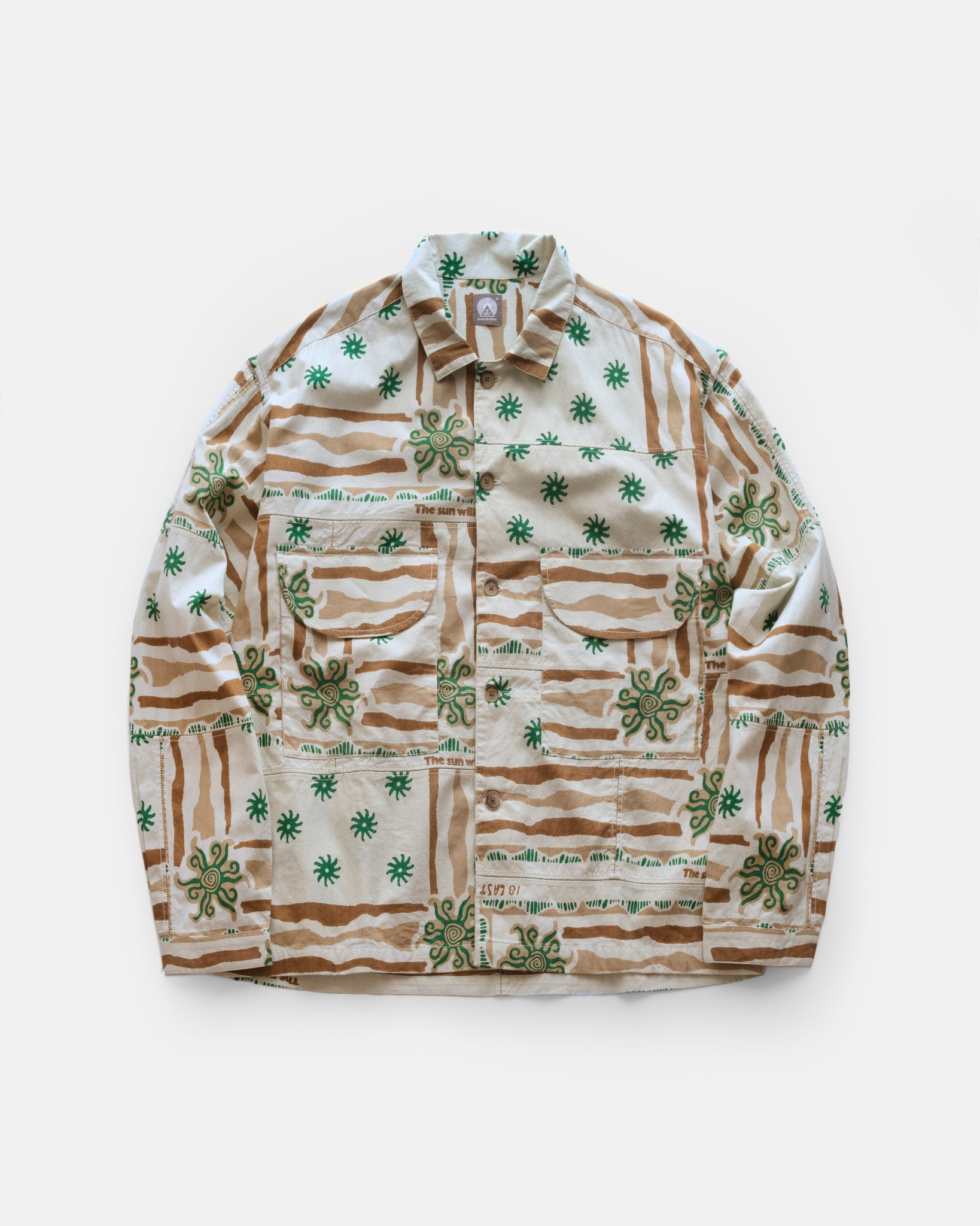 18 East - 18 EAST AGEROLA LATTICE STITCHED PATCHWORK SHIRT IN NATURAL - Rent With Thred