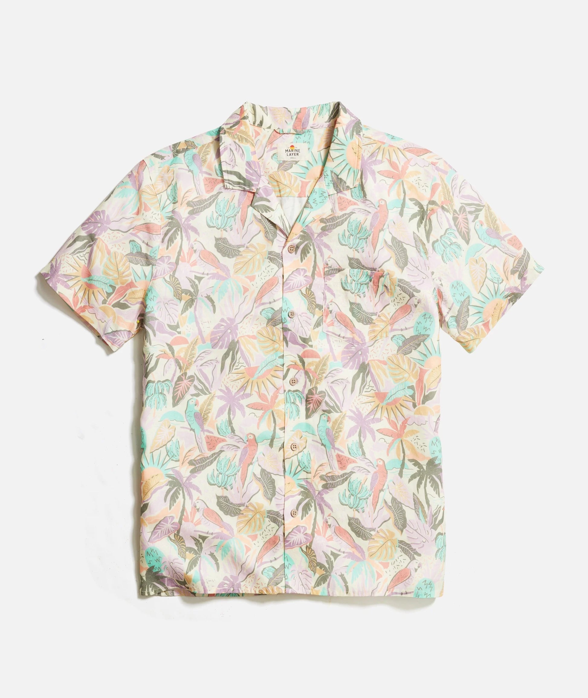 Marine Layer - MARINE LAYER TENCEL LINEN RESORT SHIRT IN BRIGHT CABANA - Rent With Thred