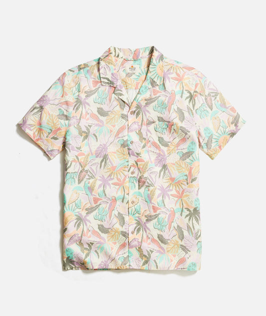 Marine Layer - MARINE LAYER TENCEL LINEN RESORT SHIRT IN BRIGHT CABANA - Rent With Thred