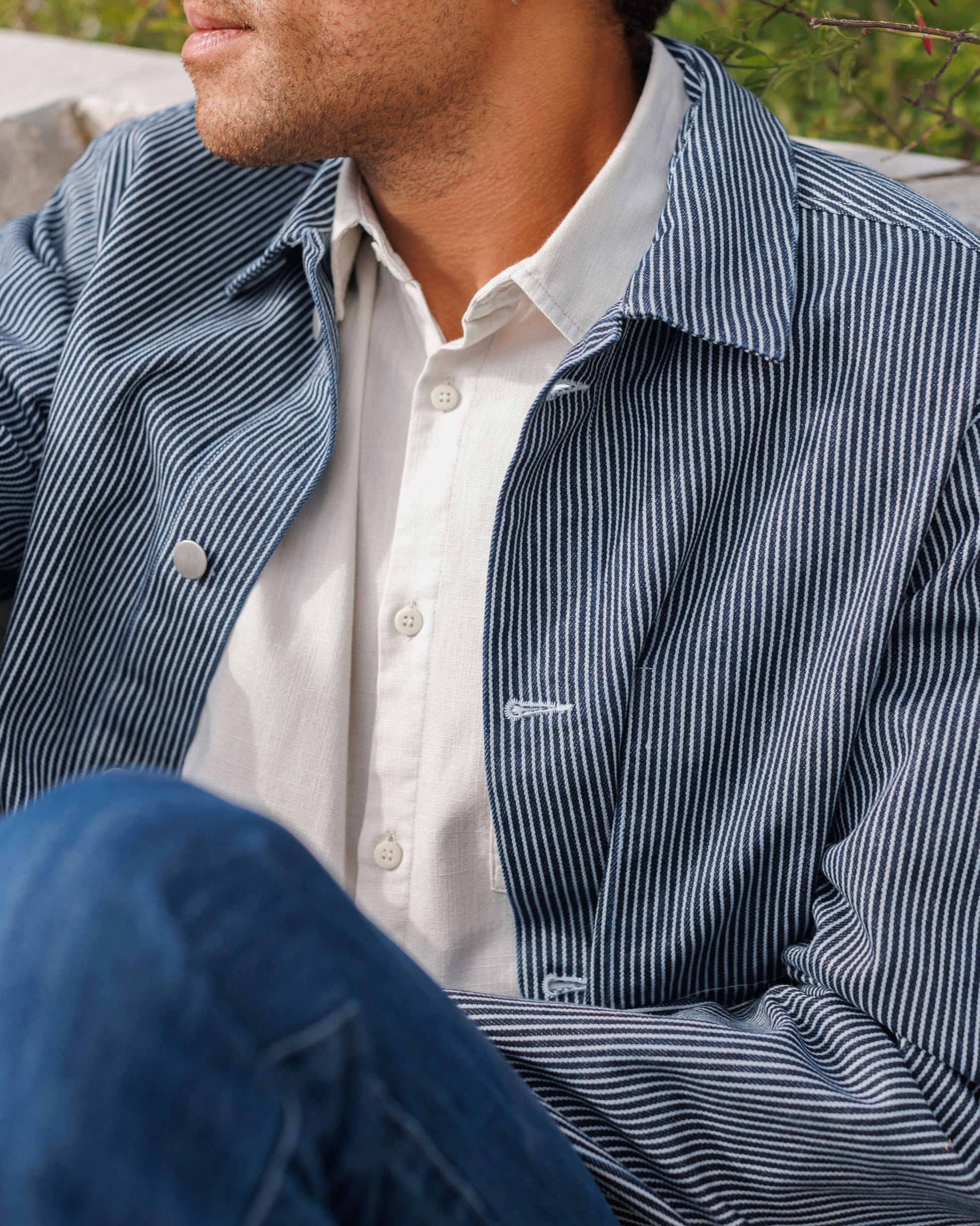 Alex Crane - ALEX CRANE DENIM KITE JACKET IN INDIGO LINES - Rent With Thred