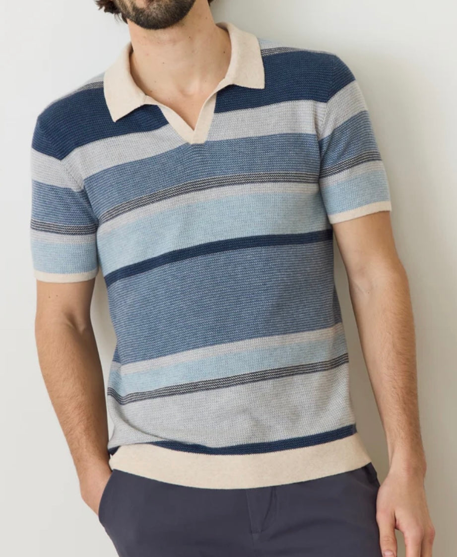 Marine Layer - MARINE LAYER LIAM SWEATER POLO IN BLUE MULTI - Rent With Thred