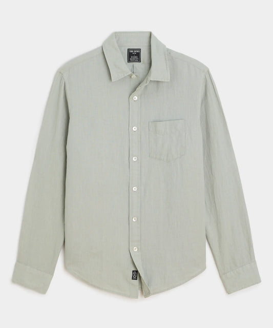 Todd Snyder - TODD SNYDER SEA SOFT IRISH LINEN POINT COLLAR SHIRT IN DOVE GREY - Rent With Thred