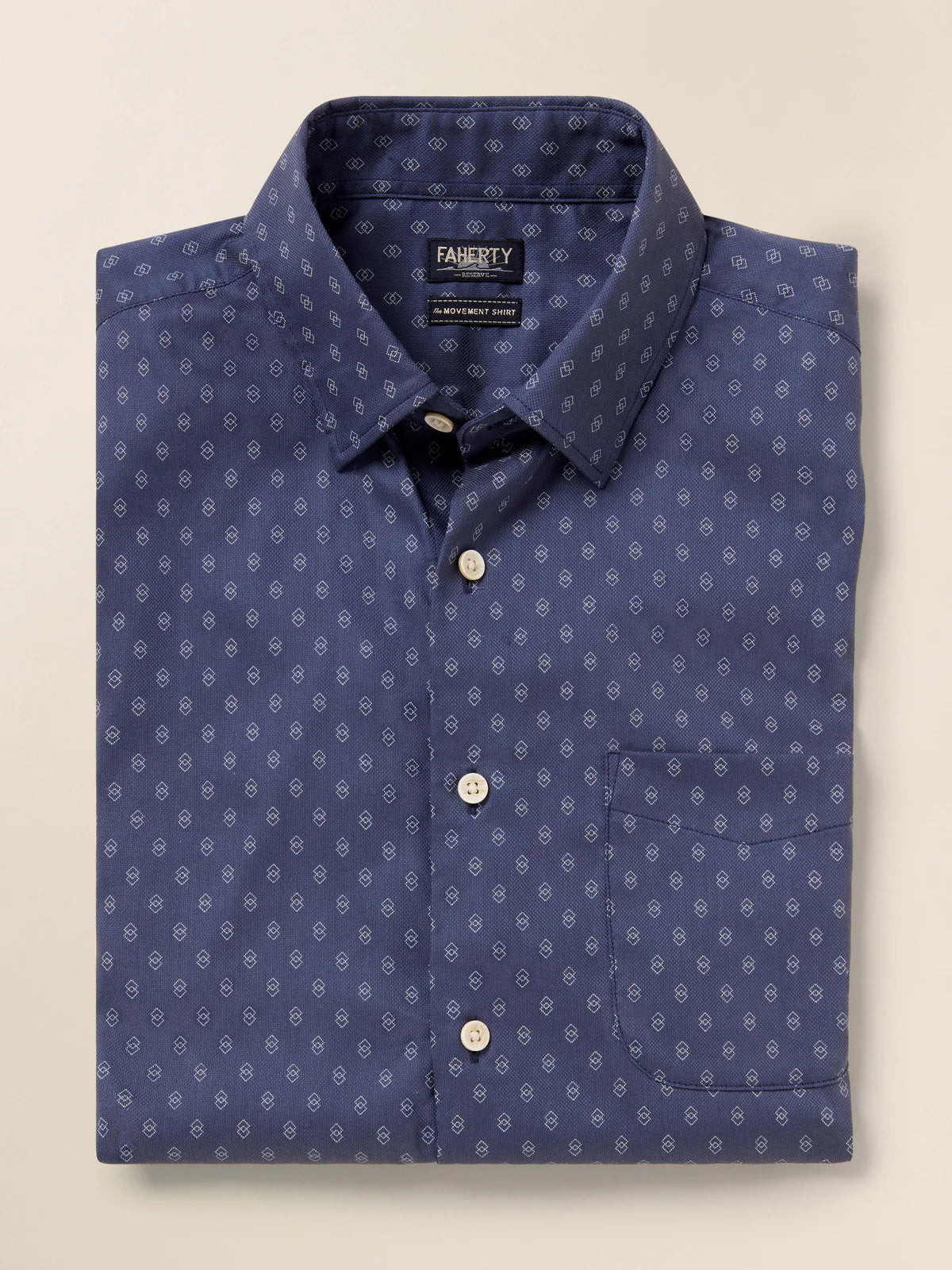 Faherty - FAHERTY MOVEMENT SS SHIRT IN NAVY DUSK DIAMOND - Rent With Thred