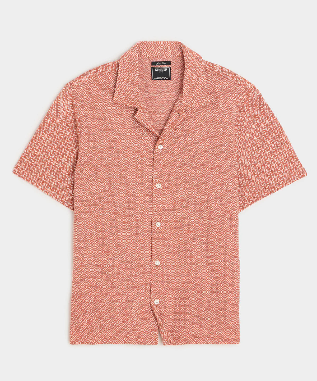 Todd Snyder - TODD SNYDER JACQUARD LINEN-COTTON POLO IN RUSTIC ORANGE - Rent With Thred