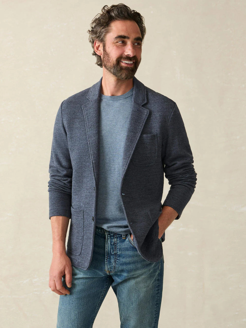 Faherty - FAHERTY INLET KNIT BLAZER IN DEEP NAVY MELANGE - Rent With Thred