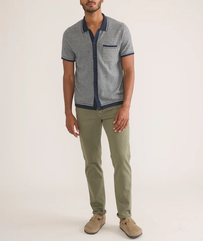 Marine Layer - MARINE LAYER WYATT SWEATER BUTTON-DOWN IN NAVY/PEARL - Rent With Thred