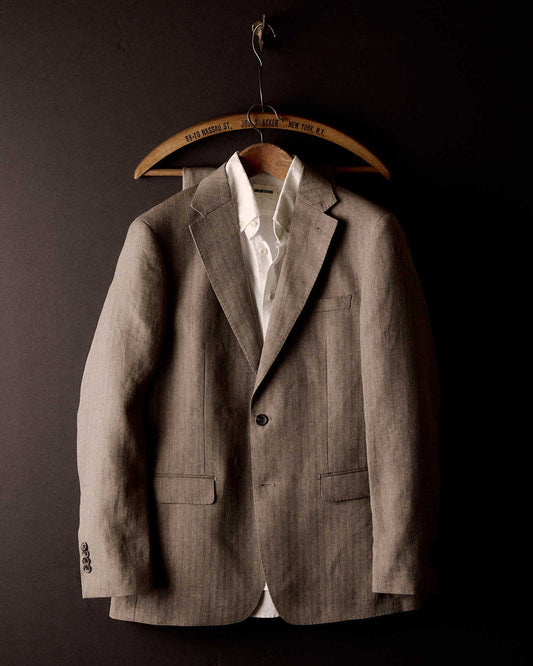 TAYLOR STITCH STEVENS SPORTCOAT IN COFFEE LINEN HERRINGBONE
